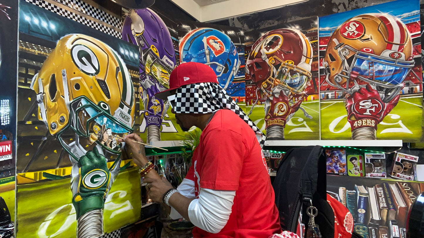 Greenbay Go Pack Go by Jeremy Worst 2025 Sports Football Canvas Print Artwork helmet Nfl Football