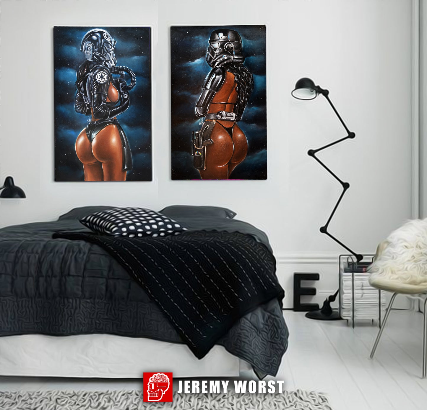 "Tie Fighter" Jeremy Worst Painting Original (Commission Sold)