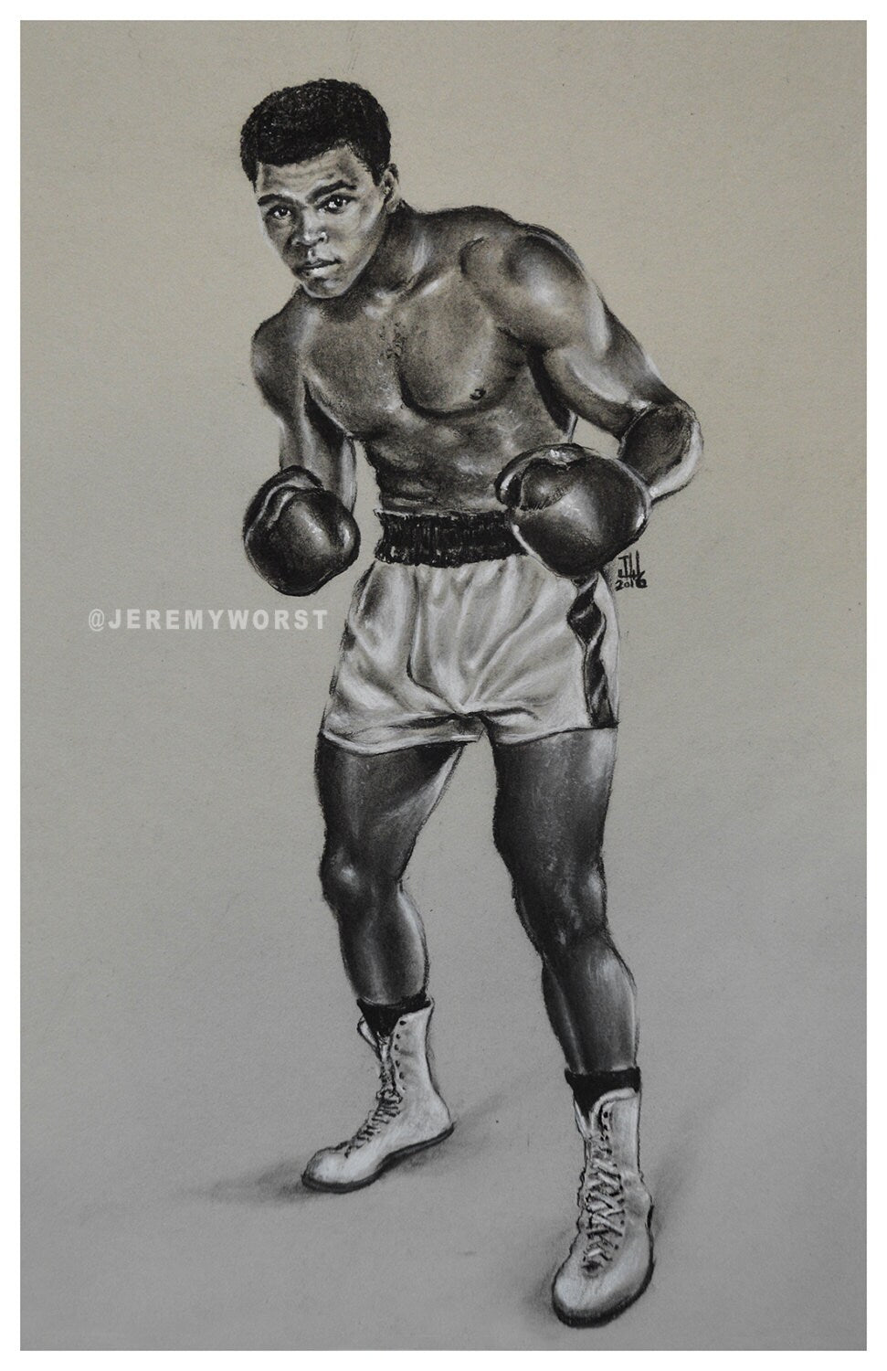 JEREMY WORST " Ali " Sketch Artwork Signed Fine Art Print Great gift Cassius Clay nsfw jewelry instagram anime nsfw sticker