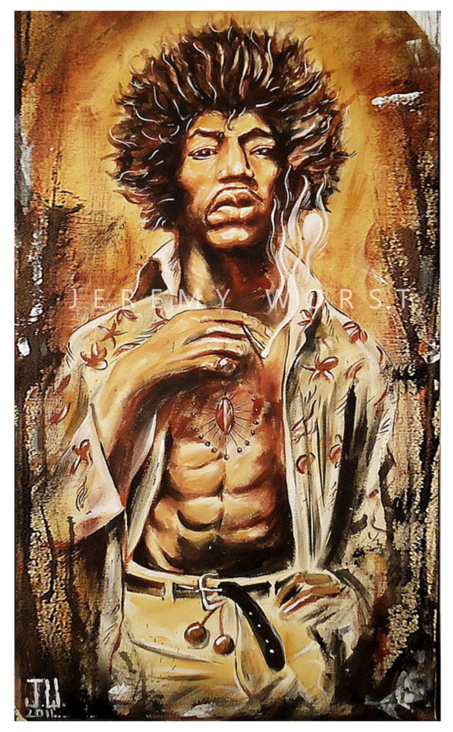JEREMY WORST Jimi Hendrix 2011 Canvas print instagram anime art painting nsfw sticker