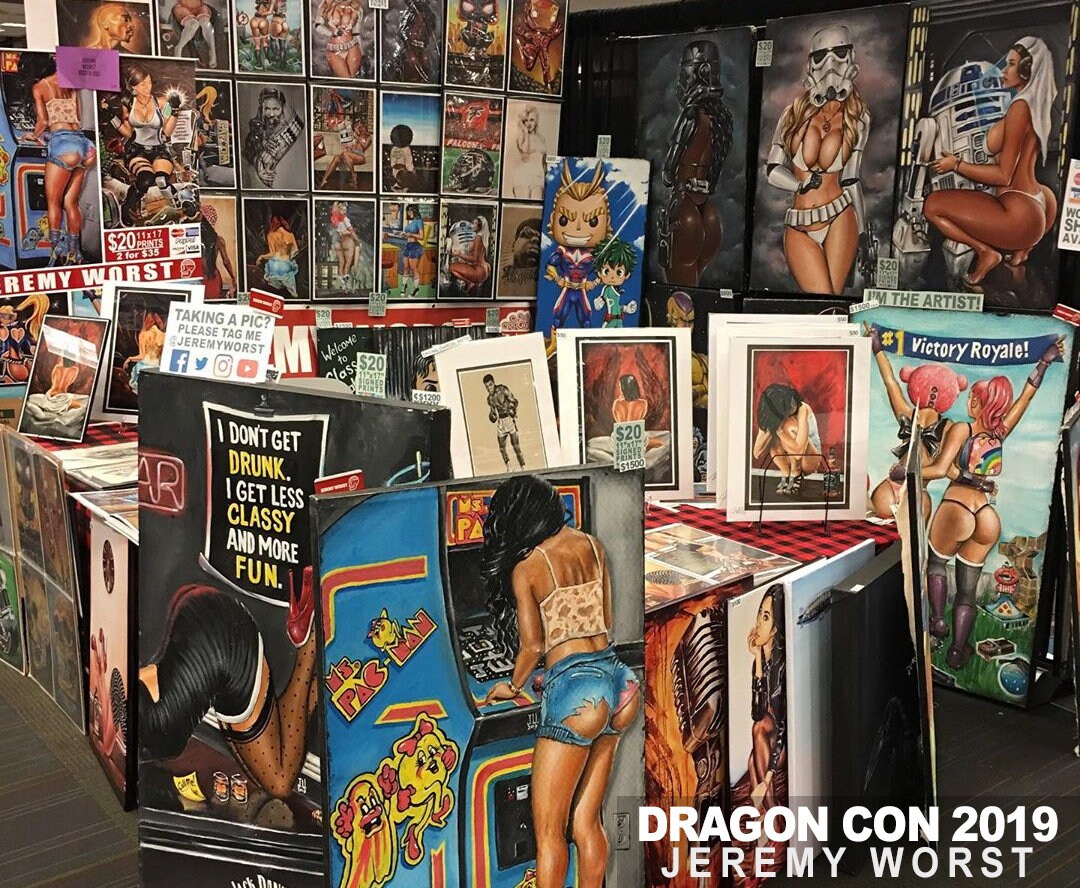 JEREMY WORST Back at it Again Artwork Signed Print poster Beach Bikini sexy red nsfw Nudes tattoo sky blue laying ocean hentai waifus anime