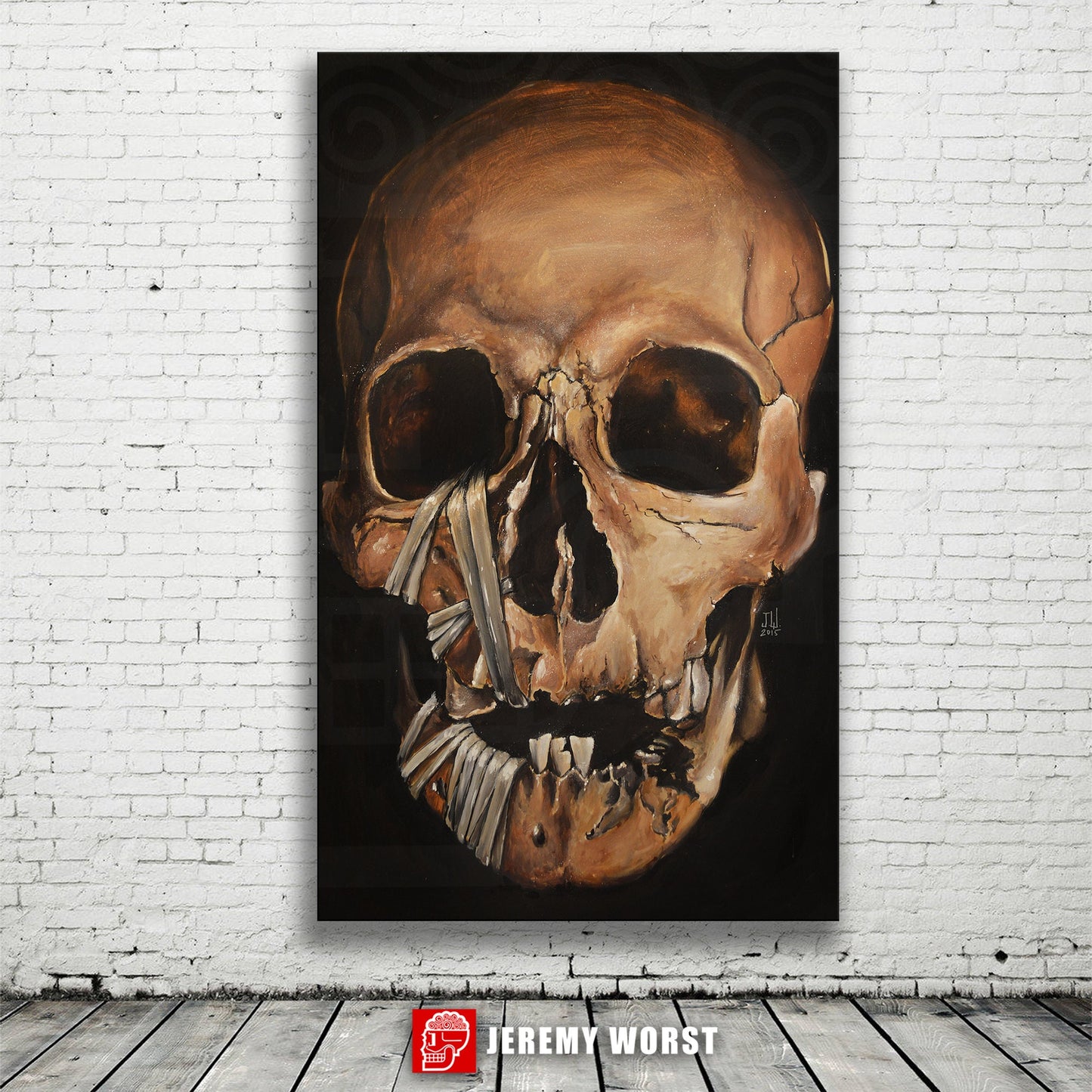 JEREMY WORST Skull 2015 Canvas print skulls zombie painting Artwork Signed large poster dark Gothic grunge creepy scary walking dead edm sex