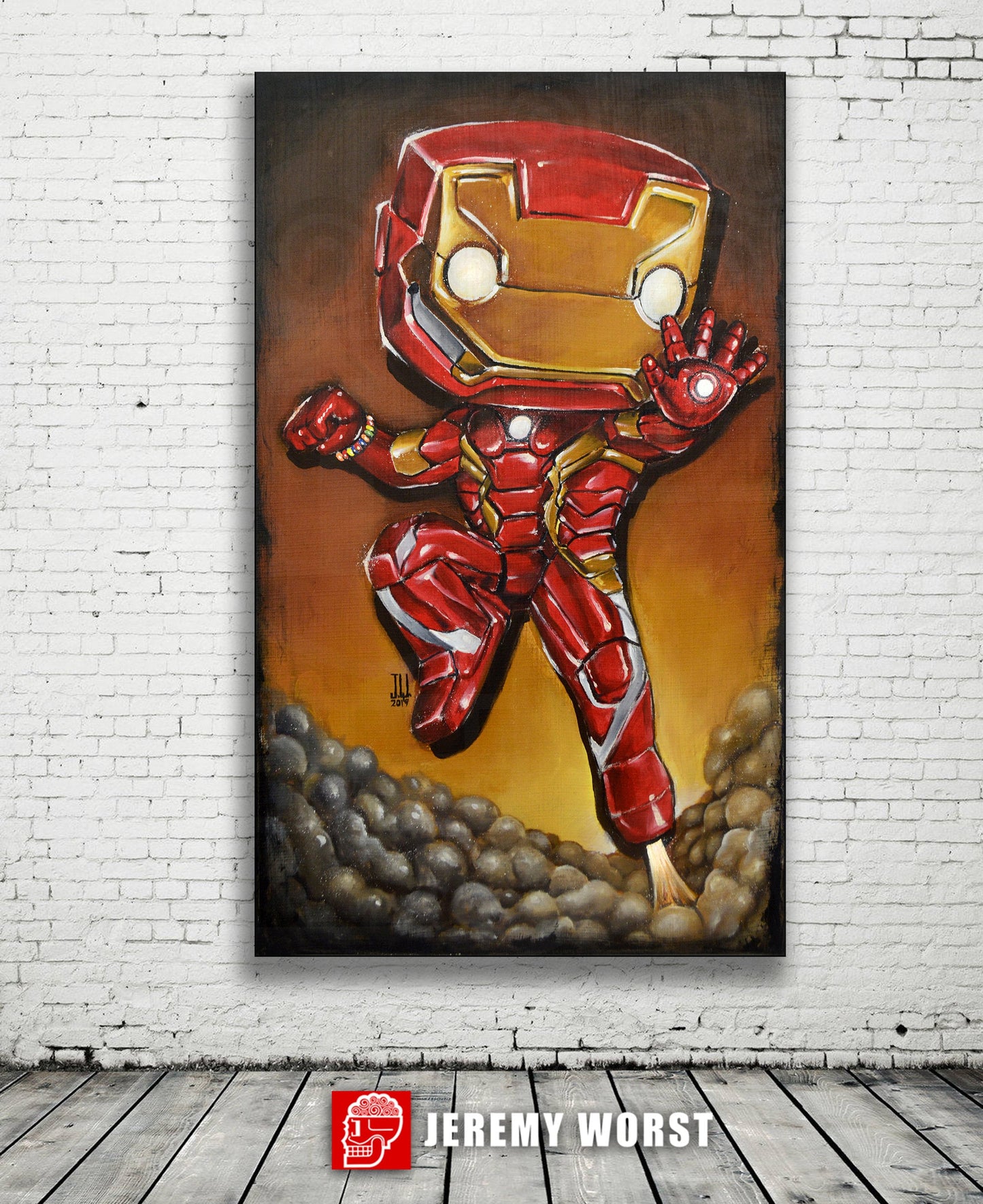 I am IRON POP MAN Jeremy Worst tony start avengers marvel comics painting fan art armor suit red gold original custom anime f anime