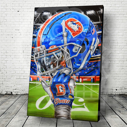 Denver by Jeremy Worst 2025 Sports Football Canvas Print Artwork helmet Nfl Football