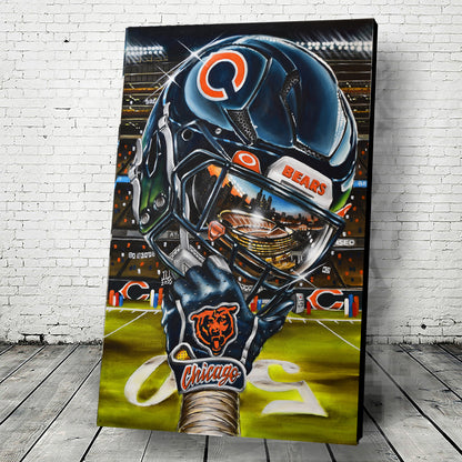 DA BEARS Chicago by Jeremy Worst 2025 Sports Football Canvas Print Artwork helmet Nfl Football