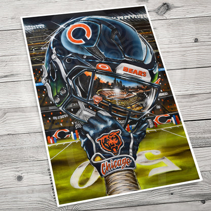 DA BEARS Chicago by Jeremy Worst 2025 Sports Football Canvas Print Artwork helmet Nfl Football
