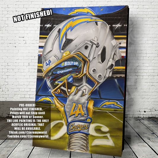 Chargers by Jeremy Worst 2026 Sports Football Canvas Print Artwork helmet Nfl Football1)