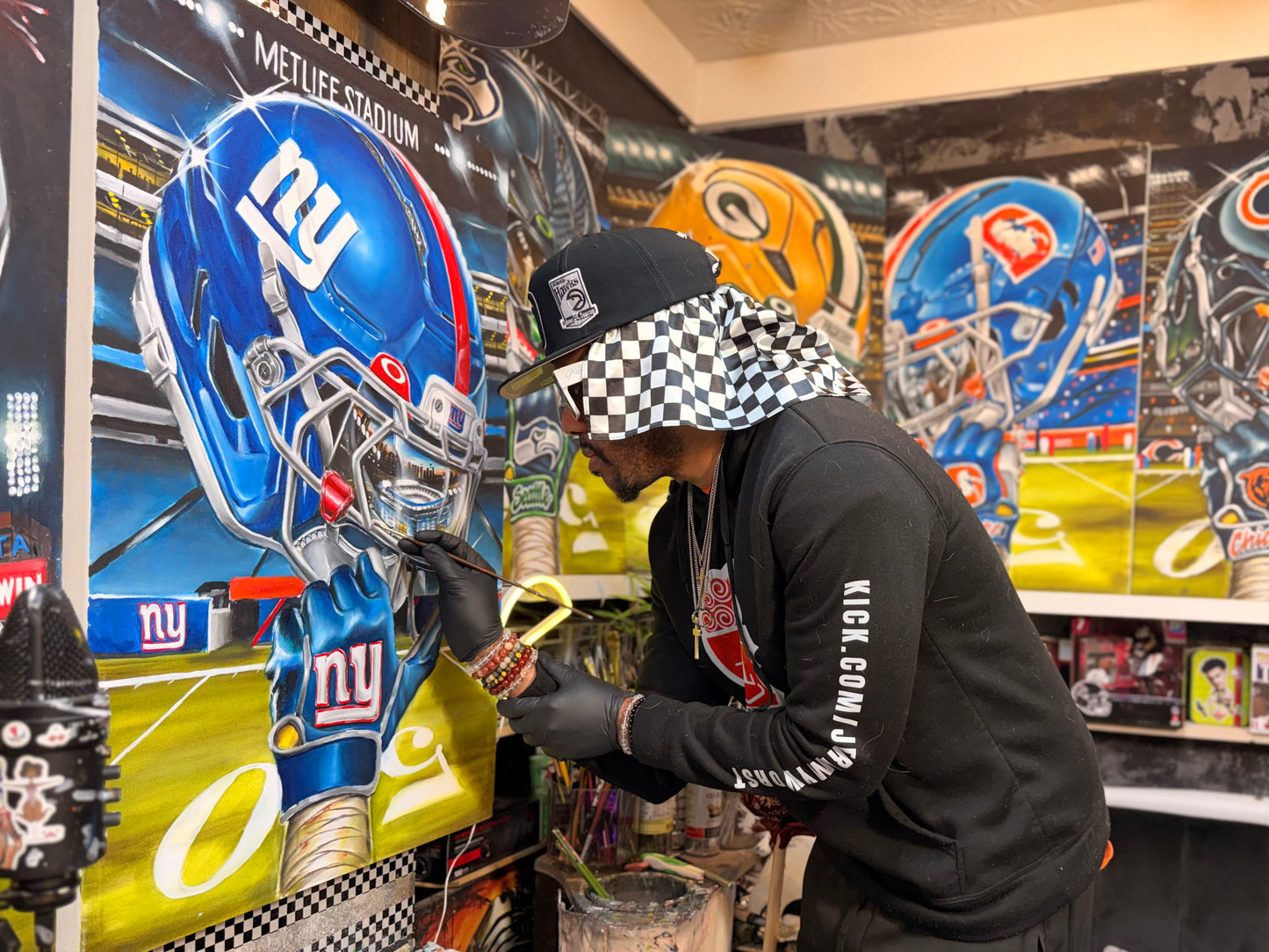 NY Giants by Jeremy Worst 2025 Sports Football Canvas Print Artwork helmet Nfl Football