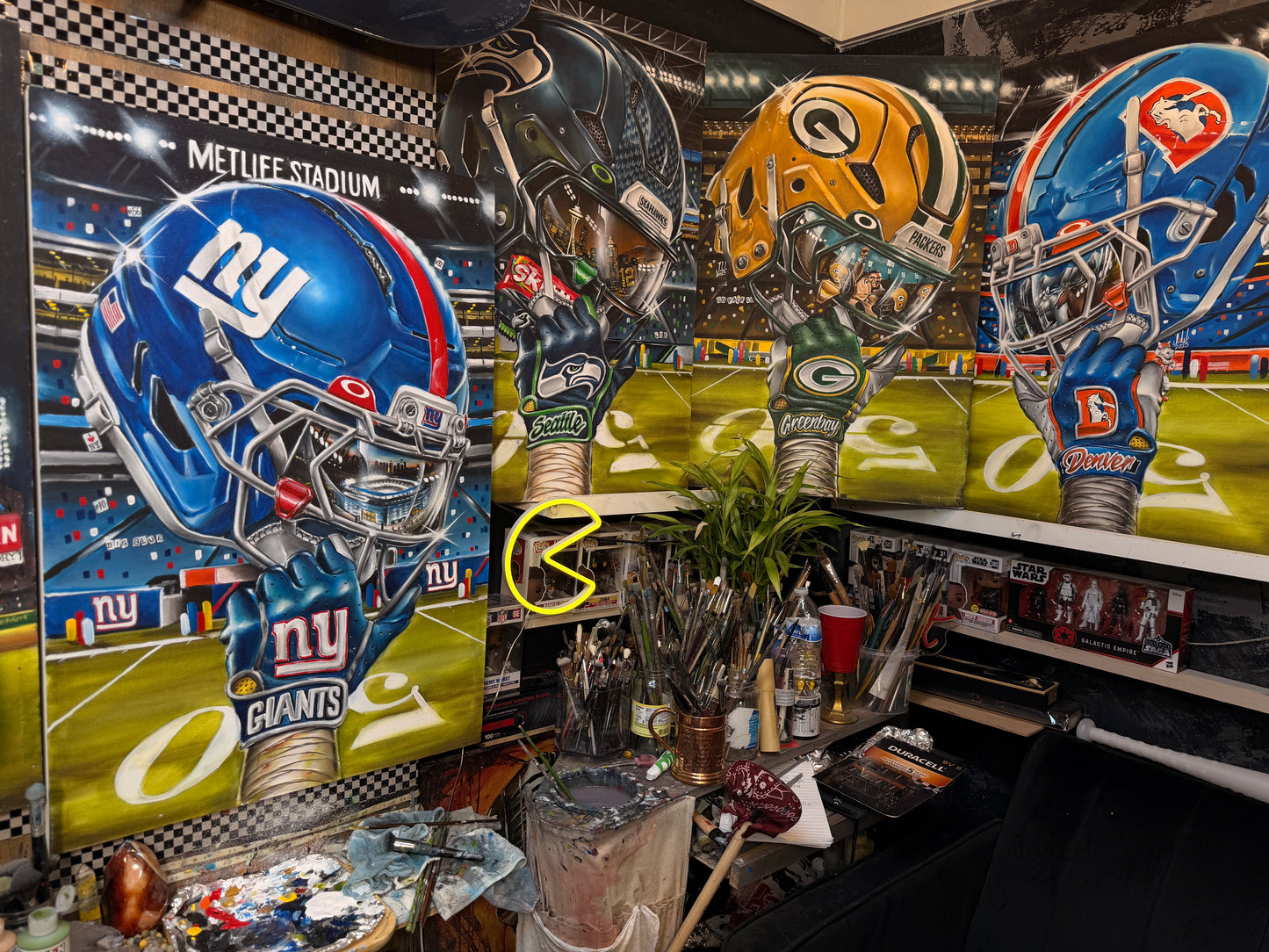 NY Giants by Jeremy Worst 2025 Sports Football Canvas Print Artwork helmet Nfl Football