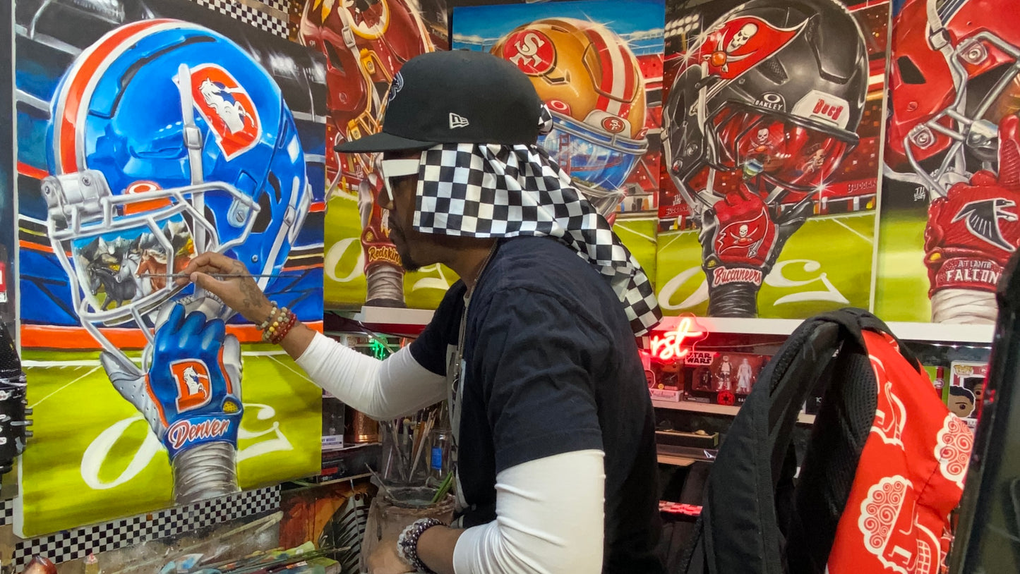 Denver by Jeremy Worst 2025 Sports Football Canvas Print Artwork helmet Nfl Football