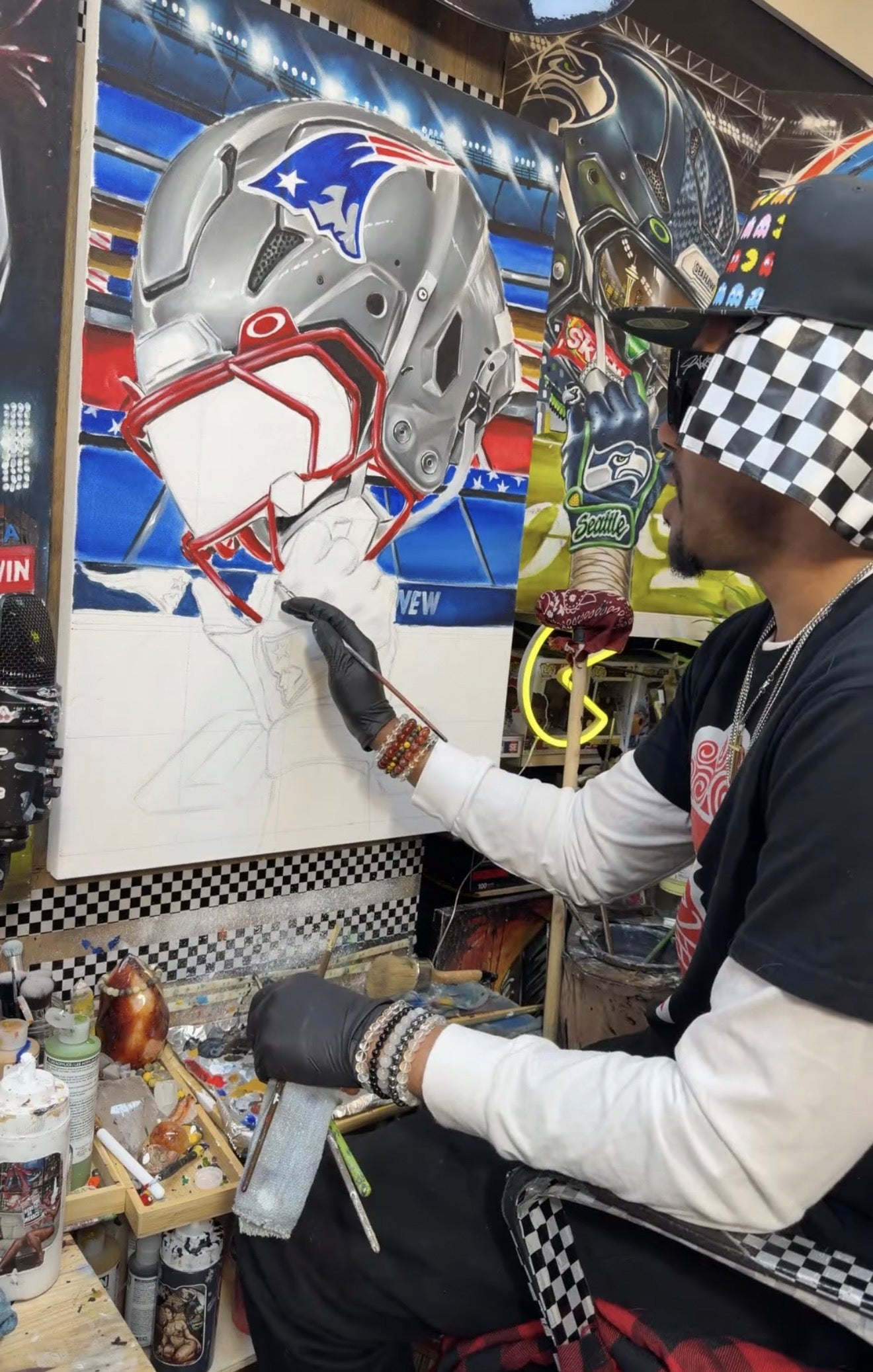 NEW ENGLAND PATRIOTS by Jeremy Worst 2026 Sports Football Canvas Print Artwork helmet Nfl Football