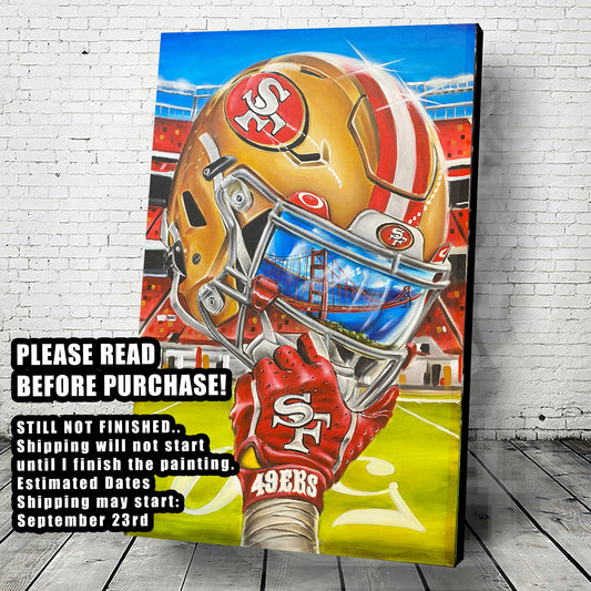 (PRE-ORDER ) 49ers 2024 Painting sports Canvas Print Artwork helmet Nfl Football