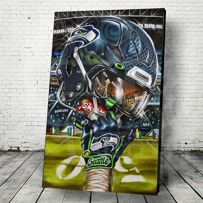 Seattle Seahawks by Jeremy Worst 2025 Sports Football Canvas Print Artwork helmet Nfl Football