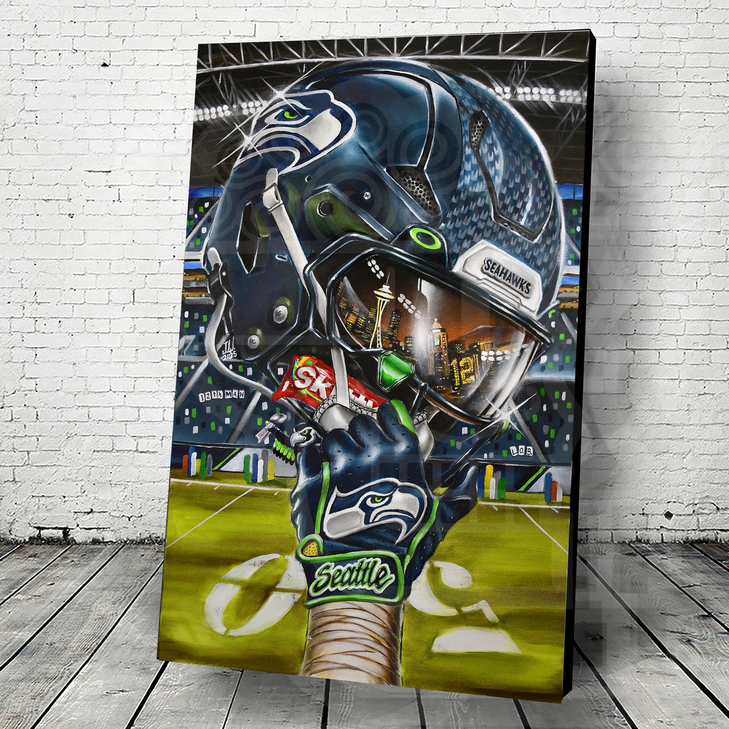Seattle Seahawks by Jeremy Worst 2025 Sports Football Canvas Print Artwork helmet Nfl Football