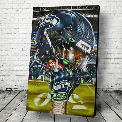 Seattle Seahawks by Jeremy Worst 2025 Sports Football Canvas Print Artwork helmet Nfl Football
