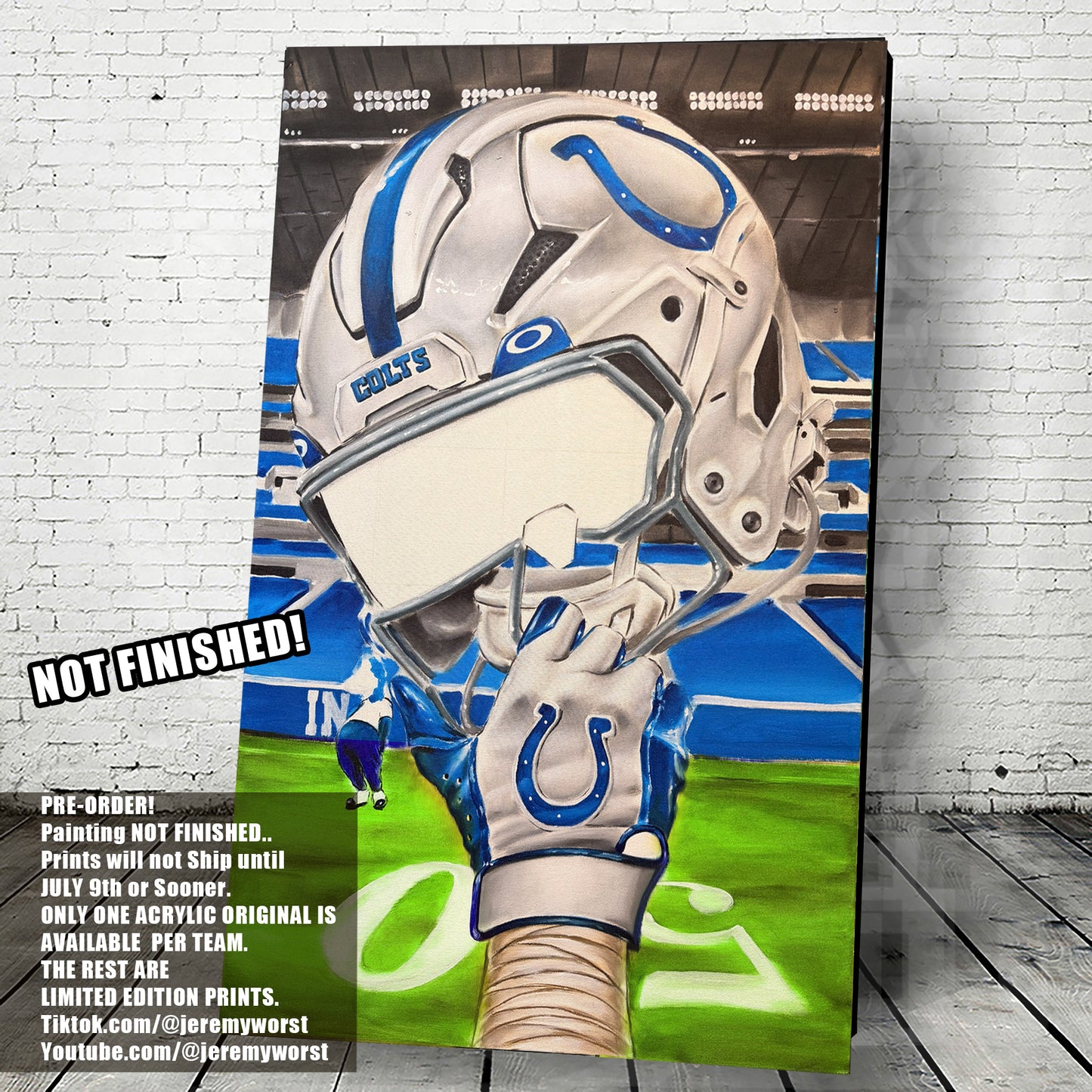 Colts by Jeremy Worst 2026 Sports Football Canvas Print Artwork helmet Nfl Football