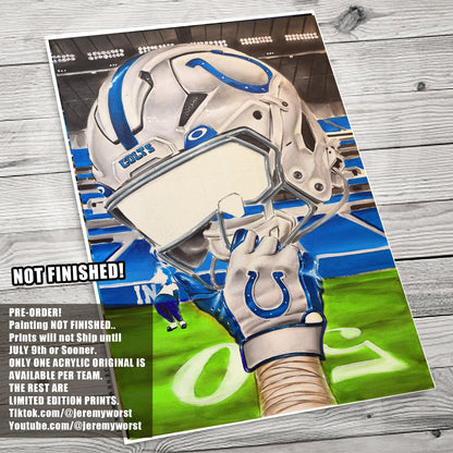 Colts by Jeremy Worst 2026 Sports Football Canvas Print Artwork helmet Nfl Football