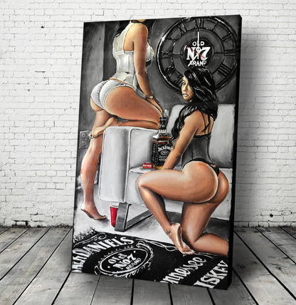 JEREMY WORST ThreeSome Artwork alcohol jack daniels Signed Poster Print poster sizes fashion sexy woman nsfw Nudes tattoo legs xvideo booty hentai waifus